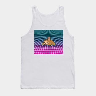 Chipmunk and Sloth Vaporwave Grid Tank Top